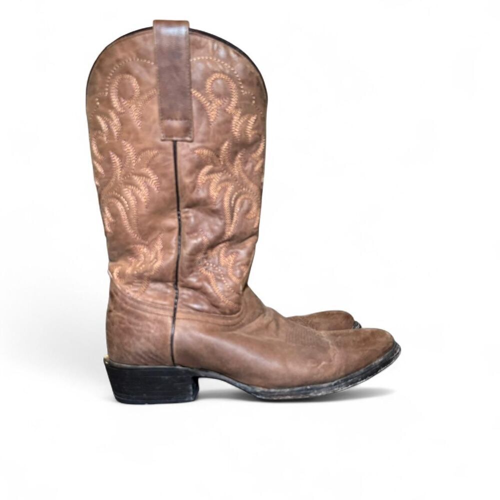 J.B. Dillon Men’s JBR 3205D Brown leather western cowboy boots Sz M9.5D/W11 - Picture 3 of 7